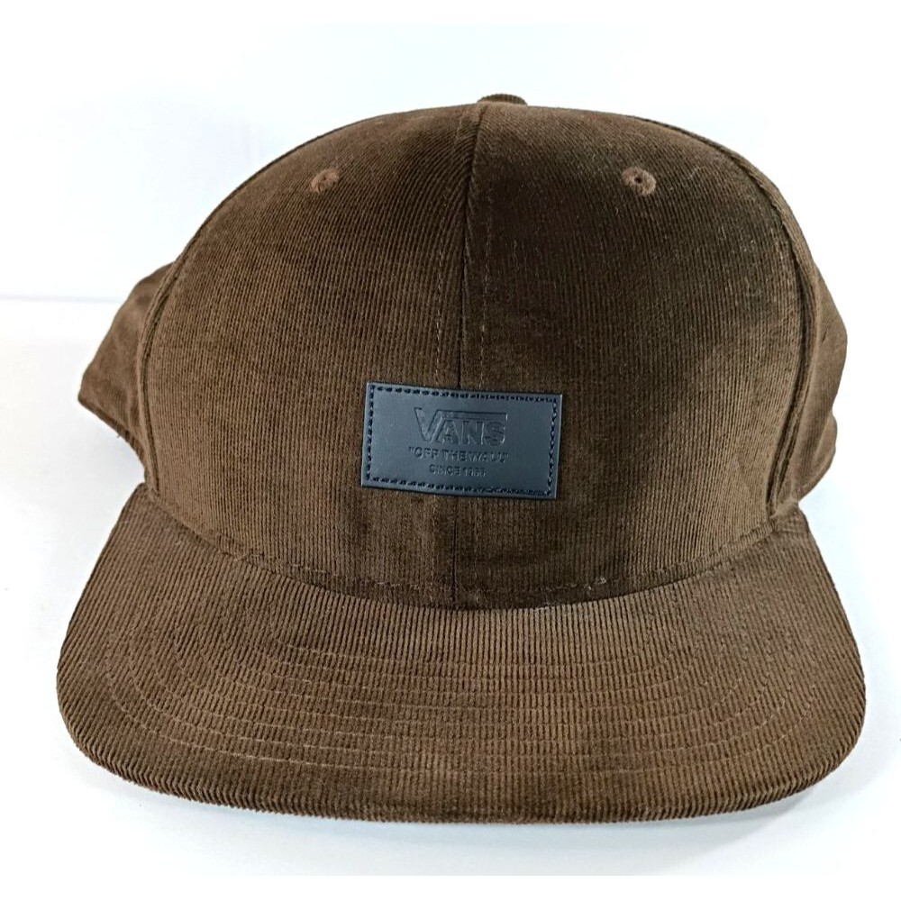 Vans Off The Wall Corduroy Snapback Hat Brown Adjustable Cotton Logo Cap